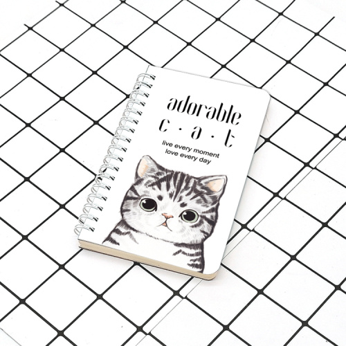 China Custom adorable cat style small transverse spiral notebook Factory