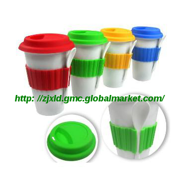 romantic stainless steel coffee cup with silicon cap