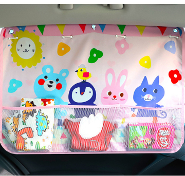 UV Block Cute Cartoon Anime Print Baby Car Sunshade Curtains with Mesh Bag