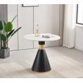 Mesa redonda moderna con base de metal de oro negro