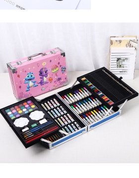 Watercolor Art and School Supplies Drawing: Markers, Brushes, and Pens