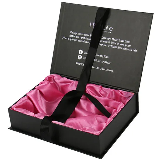 Luxury Hair Extension Packaging Gift Box with Ribbon