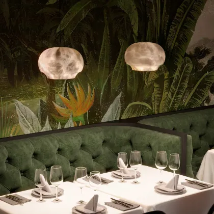 Factory Price Alabaster CELINE Chandelier: Modern Luxury LED Pendant Light for Dining Room and Kitchen Island