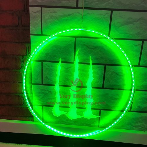 Affichage du signe du logo LED rétro-éclairé du monstre