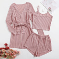 Women's 3 Piece Top Shorts Set with Robe