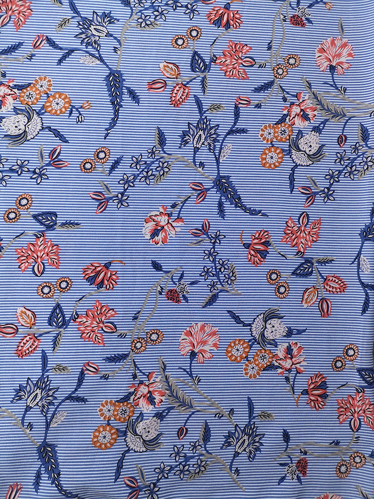 Stripe Flower Rayon Voile 60S Printing Woven Fabric