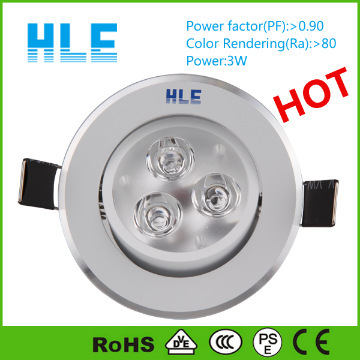 3W hot sale LED downlight, silver housing, high power 1W/pc