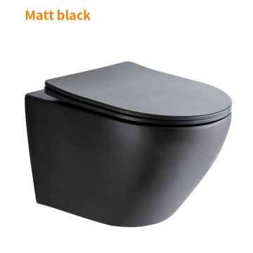Modern Matt Black Wall Hung Toilet with Wall Mounted Drain and European Design