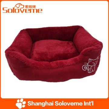Hot sale soft fashion red cat print dog bed washable