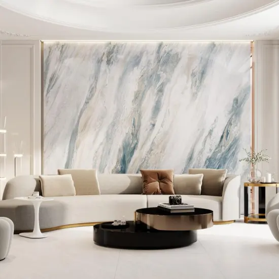 Modern Design: 900x2700mm Large Size Glossy Sintered Stone Tiles for Indoor Living Room TV Wall Background and Desktop Decorations - Villa & Hotel Tiles