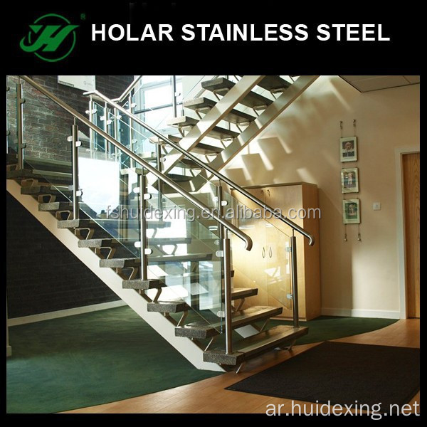 هولار من الفولاذ المقاوم للصدأ أسعار حديدي الزجاج الدرج بدون إطار