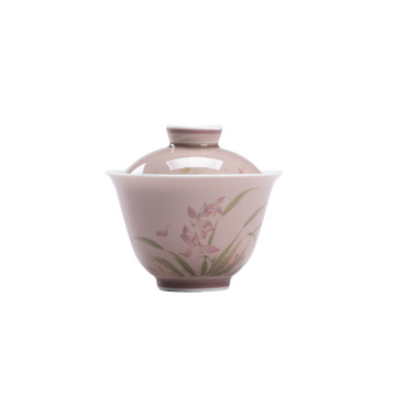 Japanese Style Hand-Painted Porcelain Tea Set with Orchids
