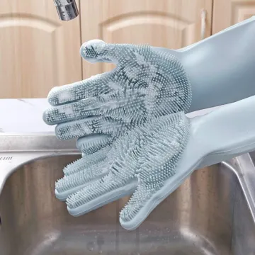 A pair Dishwashing Gloves Kitchen Silicone Cleaning Gloves Magic Silicone Dish Washing Gloves For Household Scrubber Gloves