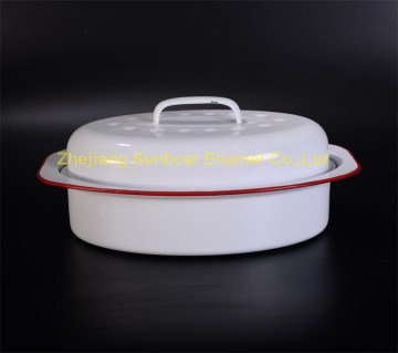 ST-R01 cast iron 13 inch enamel oval roaster