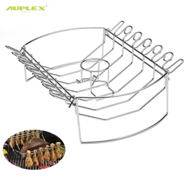 Barbecue 4 in 1 Non-Stick Stainless Steel Rib Rack Chicken Leg Roasting Rack  BBQ Tools  with a Silicone Brush