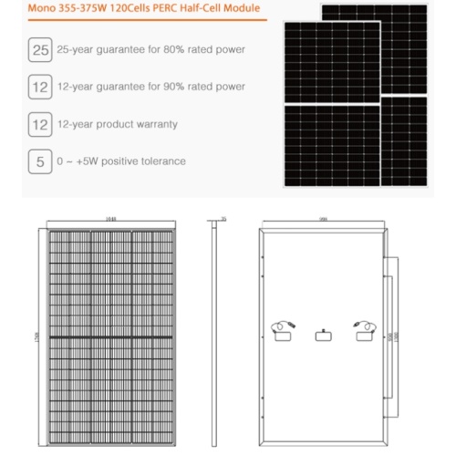 9BB 120 Cell Mono Solar Panel 355W