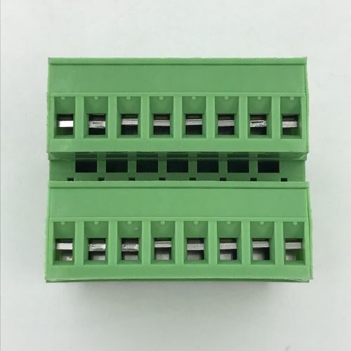 Double row straight angle pin pluggable terminal block