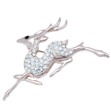 2.2" 18K Deer Brooch with CZ diamond