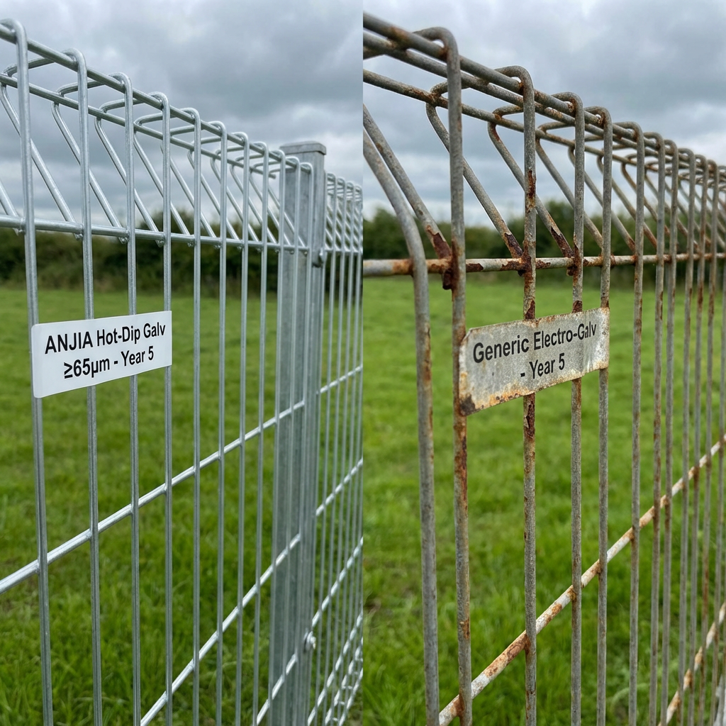 Hot-dipped galvanized 3D fence corrosion resistance comparison after 5 years