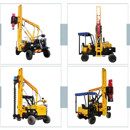 Construction Equipment: Solar-Powered Pile Driver for Guardrail Installation