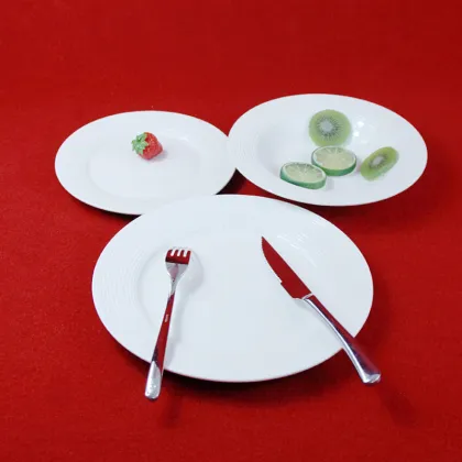 16PCS Simple Embossed Design Ceramic Tableware