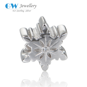 New Fashion Snowflake Shape Silver Beads Charm For Bracelets Making X397