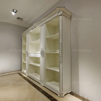 Solid Wood White Filing Cabinet and Bookshelf