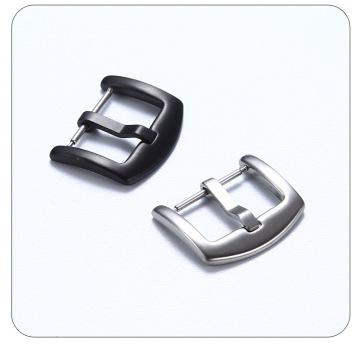 Silver Black Stainless Steel Buckle Collection: 16mm, 18mm, 20mm, 22mm Brushed Finish