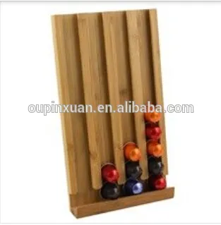 Bamboo Nespresso Coffee Capsule Pod Holder new design bamboo 36 Pods coffee rack