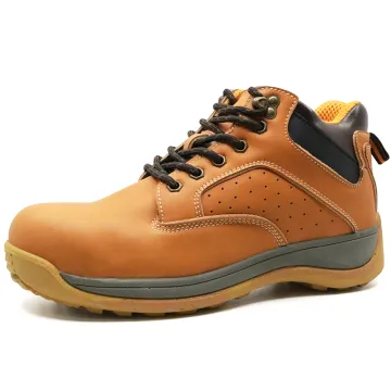 PU injection steel toe leather safety shoes