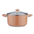 Brown color induction cookware set with glass lid