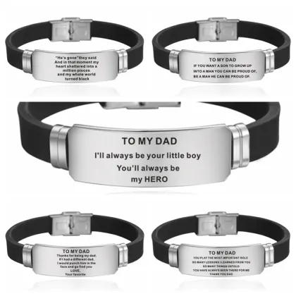 Stainless Steel Rubber Charm Bracelet: A Festive Gift for Sons, Daughters, Wives, Boyfriends, and Dads