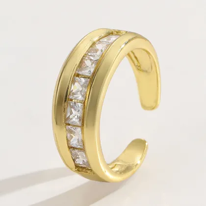 Clear Emerald CZ 14K Gold Plated Adjustable Dubai Gold Star Ring