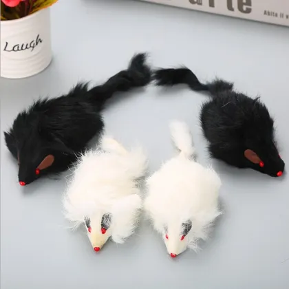 Factory price wholesale large Real Rabbit Fur pet Mice cat toys