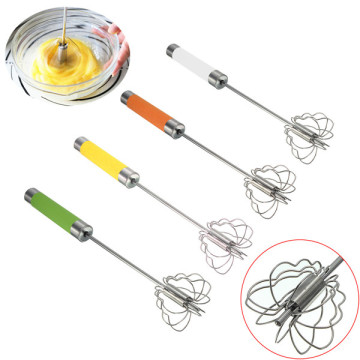 Stainless Steel Manual Push Self Turning Stirrer Egg Beater Whisk Mixer Kitchen