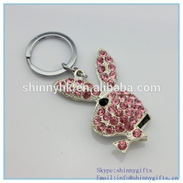 Shinny Gifts Rabbit shape 3D laser customized crystal key chain SI-SCK20140021