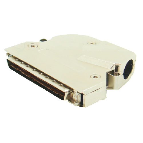 1.27mm Series Shielded Backshell Kits 68P Angled Exit With Spring Latchs and Connector Solder Molded Ribbon Type