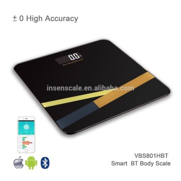 Bluetooth Digital Body Scale for household with 5mm tempered safety glass platform