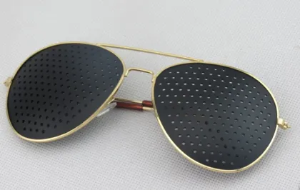 Pinhole aviator glasses metal frame black lenses ponhole glasses for eyes relaxed