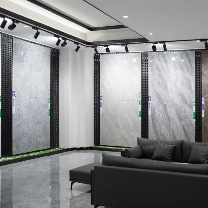 High Gloss Kajaria Grey Marble Finish Porcelain Bedroom Floor Tiles 750x1500mm