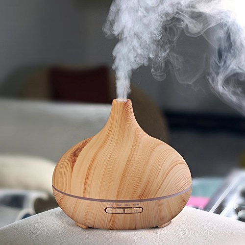 LED Lights Wood Glass Electric Oil Diffuser 400ml