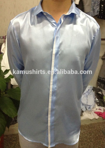 Polyester satin dress shirts for man fashion man shirts