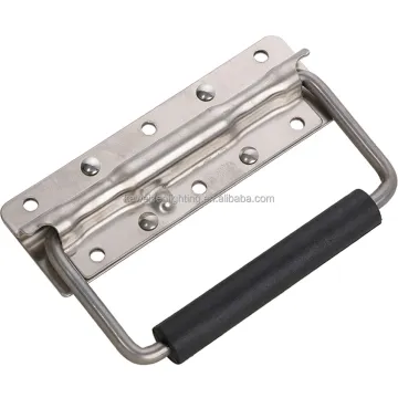 Stainless Steel Spring-Loaded Surface Fixed Carrying Handle with 6mm Rubber Grip for Flight Cabinets