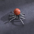 Red Goldstone 16MM Ball Antique Silver Spider Pendant (47x40mm) Keychain