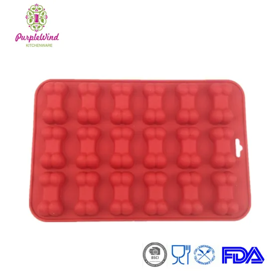 Cute 18 cavity mini bone silicone cake pan/dog pet biscuit mould