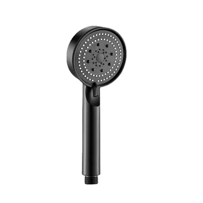 Black 5-Speed Adjustable Shower Head with Large Spray and Supercharged Function - Hand-Held Shower Head Set