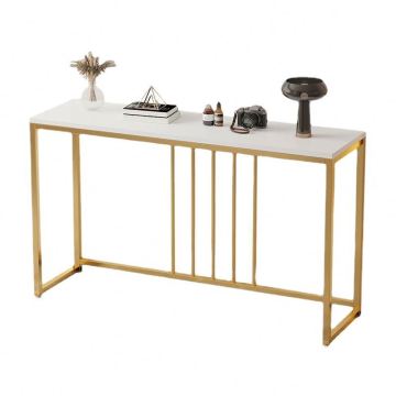 Modern Minimalist Small Gold Marble Console Table for Living Room or Command Center
