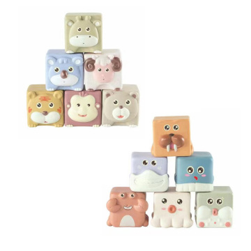 6-Piece Eco-Friendly Wheat-Straw PVC Baby Cube Toys: Soft Sensory Playthings