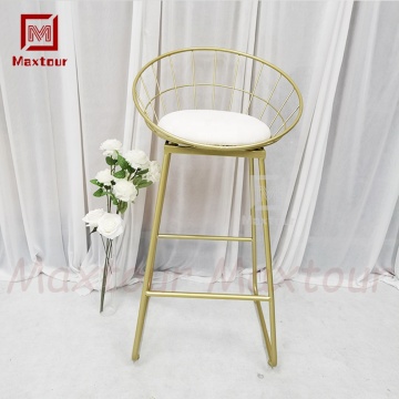 Gold Vintage Style Luxury Bar Stool with Steel Legs for Weddings and Apartments