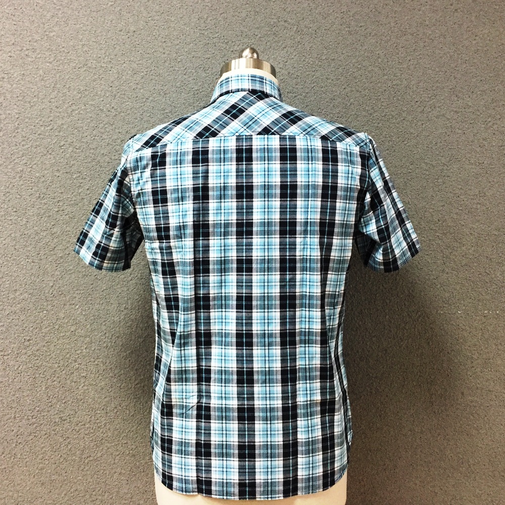 Men's cotton checked yarn dyed short sleeves shirt